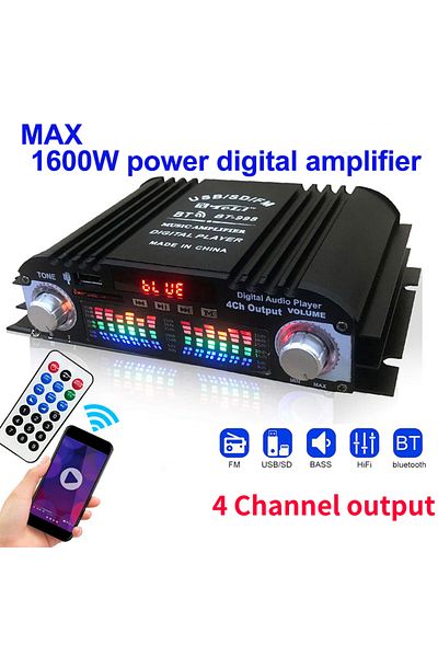 Choice 1600W Peak Power HiFi Sound Amplifier Digital 4 Channel Audio Amplifier Bluetooth Karaoke Player ...