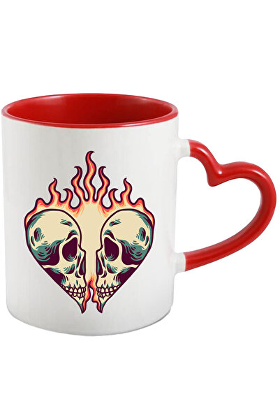 StoryGift Romania Cana Cu Cranii, Inima, Flacari, Cuplu, Iubire, Simetric, Mu...