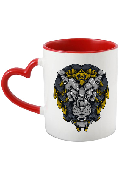 StoryGift Romania Cana Cu Leu, Cap, Coama, Robot, Cyberpunk, Sci Fi, Multicol...