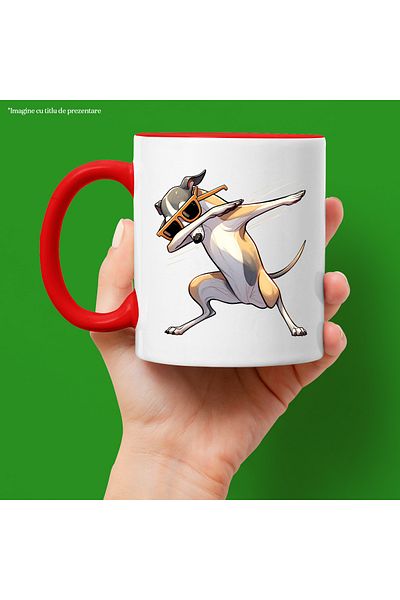 StoryGift Romania Mug with a dog wearing sunglasses | dancing | funny | passion | talent | , With ,STG