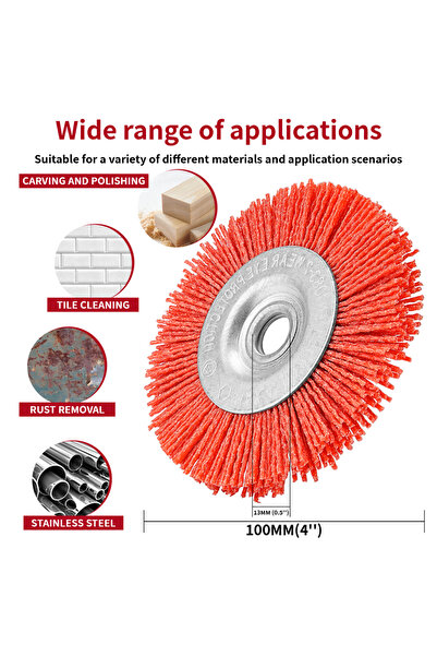 Choice 100mm 4"5" Nylon Wheel Brush Grinder Rotating Polishing Brush For Meta...