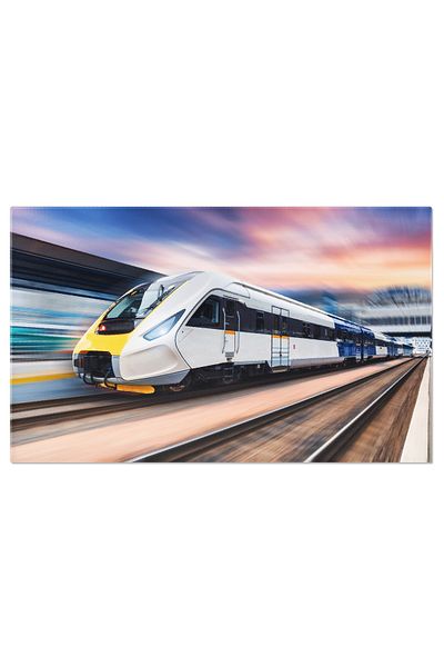 StoryGift Romania Canvas Print - Train Station in Motion, During the Day: Railway, Speed, Platform, Departure