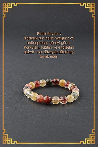 OSMANLI DEĞERLİ TAŞ Sertifikalı Rutilli Kuvars Doğal Taş Bileklik