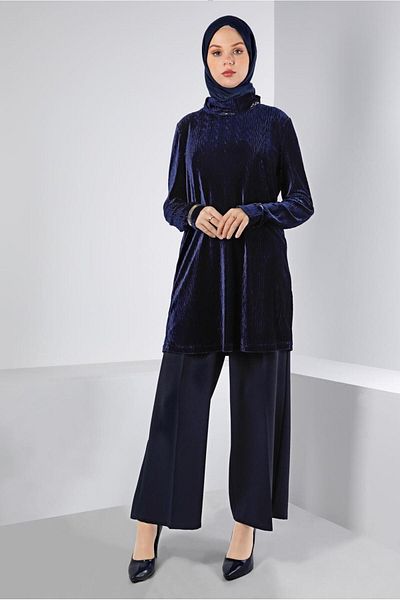 Alvina Wrinkled Look Velvet Tunic 43442