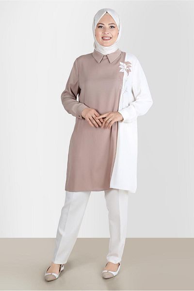 Alvina 20239 Model Embroidered Two Colors Aerobic Tunic