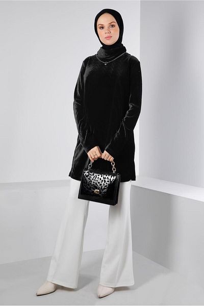 Alvina Wrinkled Look Velvet Tunic 43442