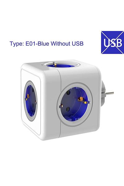 Choice European plug E01-Blue MASSFA Multi EU Power Strip Electrical Plug Cube Multiple Extension Socket wi
