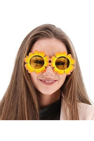 Skygo Daisy Shaped Orange Yellow Colored Hawaiian Concept Party Glasses 15X7 cm