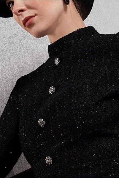 Alvina DÜĞME DETAYLI TÜVİT ELBİSE 45122