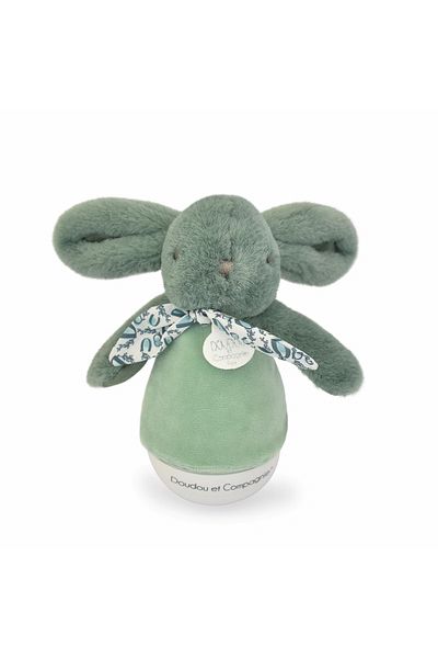 Doudou et Compagnie Fluffy bunny musical lamp, 16 cm, green