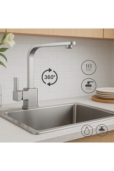 Melfa Square Body 360 °   Rotatable Kitchen Faucet – Dual Function 360 Degree Rotating Head