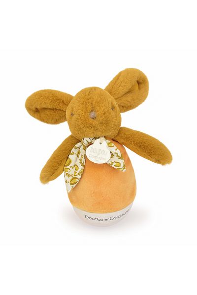 Doudou et Compagnie Fluffy bunny musical lamp, 16 cm, orange