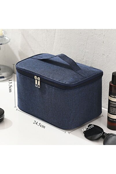Choice حقيبة أدوات الزينة للسفر والأعمال باللون الأزرق الداكن، حقيبة مكياج مز...