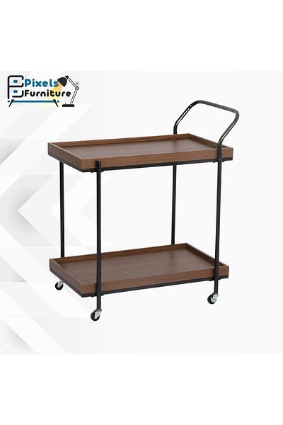 PixelsFurniture Pixel Furniture Rectangular 2-Tier Mobile Tea and Coffee Serving Trolley