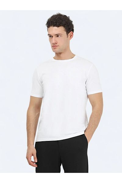 Kip Crew Neck White Cotton Blend T-Shirt