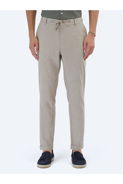 Kip Khaki Straight Woven Jogging Fit Casual Cotton Blended Pants