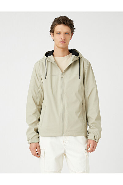 Koton Bunda koženého vzhledu s detailem kapsy na zip s kapucí