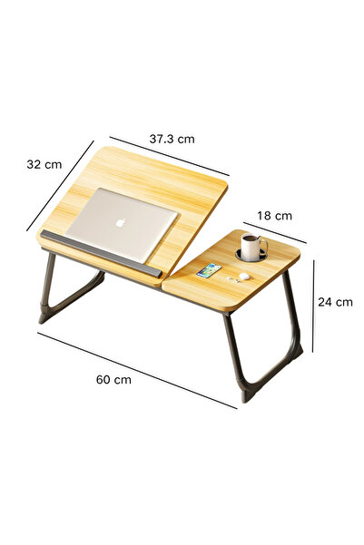 Viyogo Foldable laptop table with cup holder, height adjustable 5 positions, natural