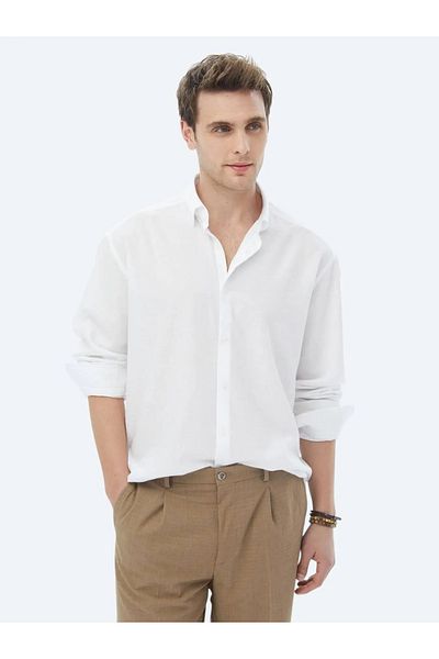 Kip White Regular Fit Casual Woven Shirt