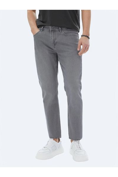 Kip Denim Slim Fit Gray Cotton Blend Pants