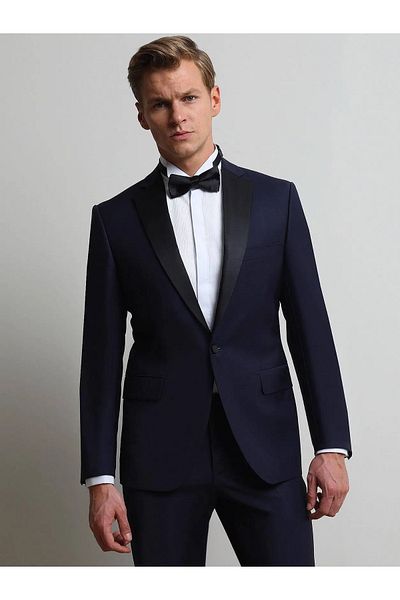 Kip Saks Slim Fit Butterfly Collar Tuxedo Woven Suit