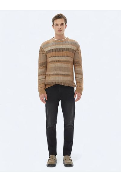Kip Black Slim Fit Denim - Cotton Blend Trousers
