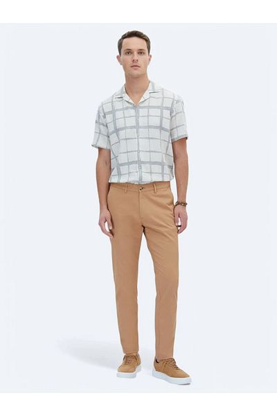 Kip Cotton Blended Camel Hair Woven Regular Fit Trousers