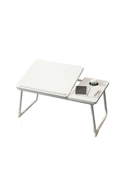 Viyogo Masa pliabila pentru laptop cu suport pentru pahar, reglabila pe inaltime 5 pozitii, alb