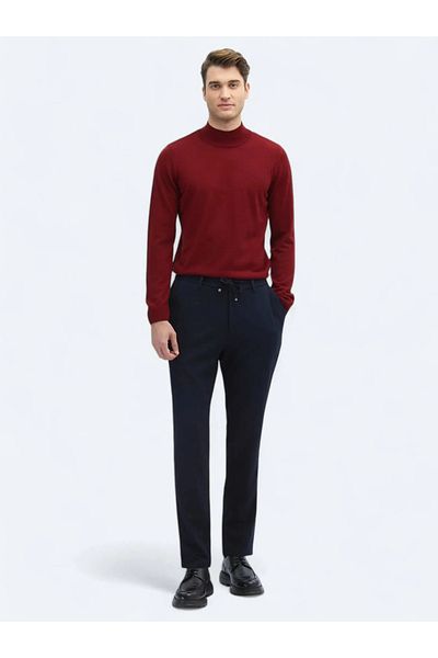 Kip Navy Knitted Jogging Fit Casual Trousers