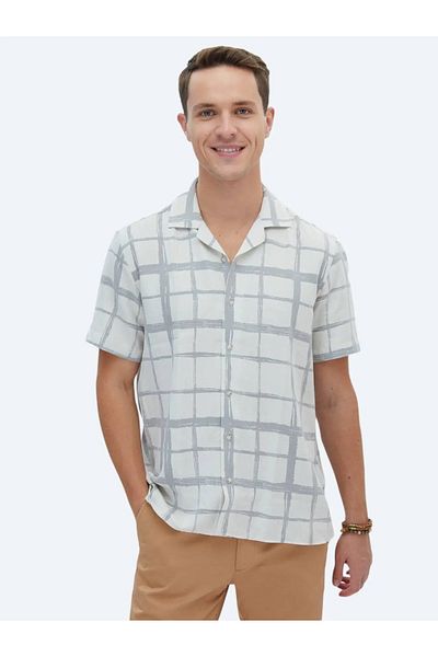 Kip Gray Cotton Blend - Regular Fit Casual Shirt