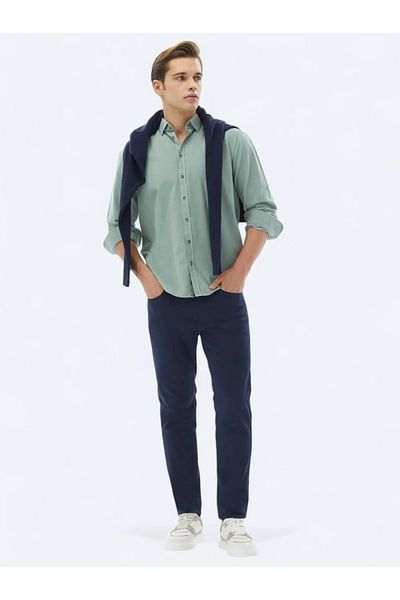 Kip Πουκάμισο Mint Corded Regular Fit Woven Velvet Casual 100% βαμβάκι