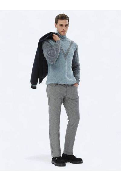 Kip Mint Full Turtleneck Patterned Wool Blended Knitwear Sweater