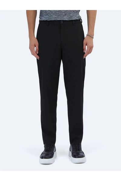 Kip Black Woven Casual Trousers