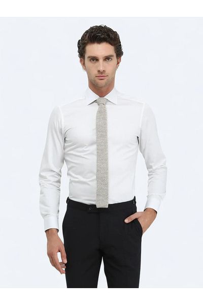 Kip Cămașă clasică 100% bumbac, albă, slim fit