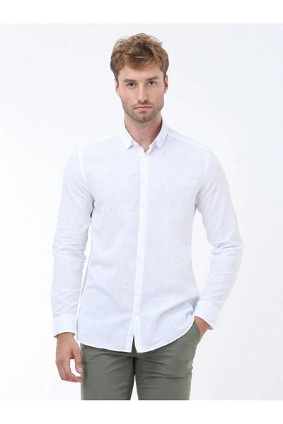 Kip Nile Green Printed - 100% βαμβακερό πουκάμισο με κανονική εφαρμογή