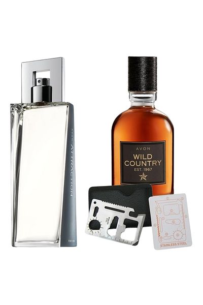 Dactylion Attraction eau de toilette set for Him 75 ml, Wild Country 75 ml, multifunctional card