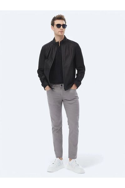 Kip Gray Slim Fit Casual Cotton Blend Pants
