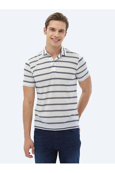 Kip Μπλουζάκι Polo Neck Navy Blue ριγέ