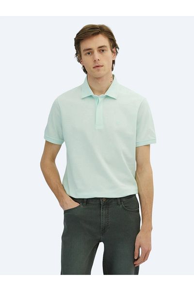 Kip Μπλουζάκι Water Green Plain Polo Neck 100% βαμβάκι