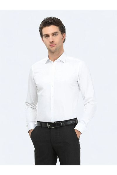 Kip Cămașă clasică 100% bumbac, albă, slim fit