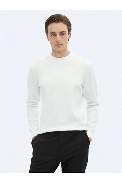 Kip Ecru Half Turtleneck Patterned Knitwear Sweater