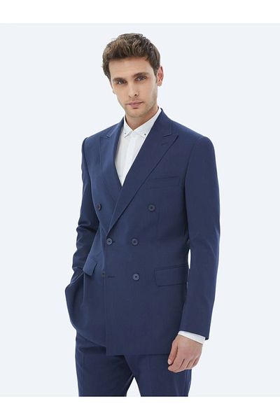 Kip Navy Blue Micro Slim Fit Suit - Comfortable Fit