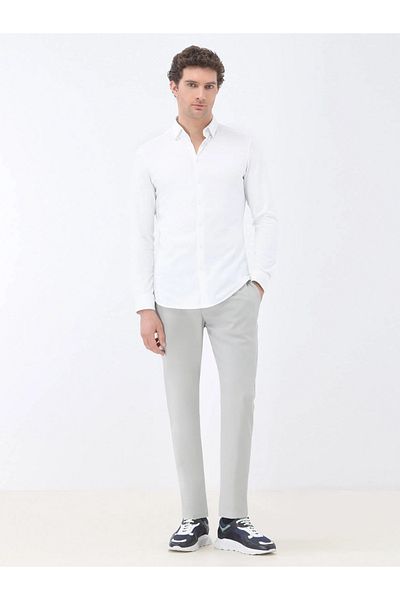 Kip Casual White Slim Fit 100% βαμβακερό πουκάμισο