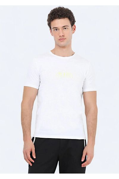 Kip White Printed Crew Neck 100% Cotton T-shirt