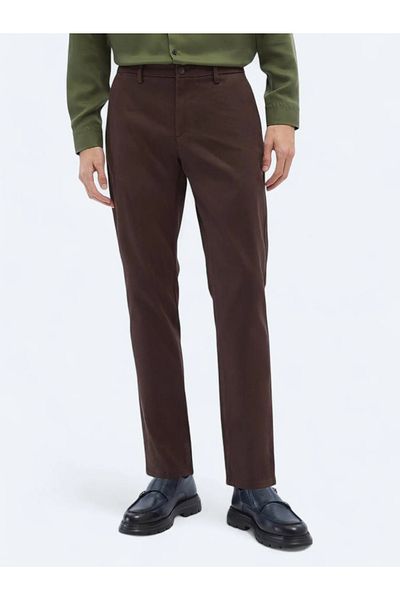 Kip Dark Brown Woven Regular Fit Casual Cotton Blended Pants