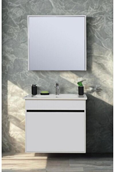 Sözcan Group Yıldız Takım (ASMA ALT AYNALI ÜST LAVABO) Beyaz 55 Cm Üst Modül (55X61) Alt Modül (55X48)