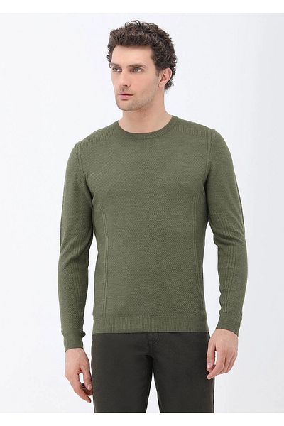 Kip Light Khaki Crew Neck Wool Blended Sweater Sweater
