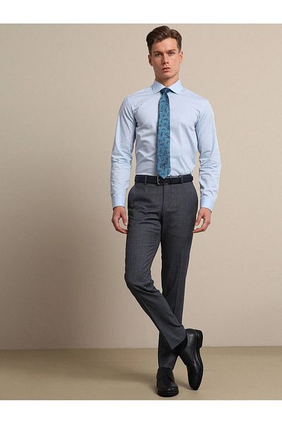 Kip Ανοιχτό μπλε Slim Fit Classic βαμβακερό πουκάμισο
