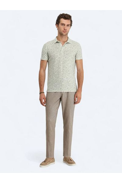 Kip Μπλουζάκι Nile Green Printed Polo Neck Cotton Blended T-shirt