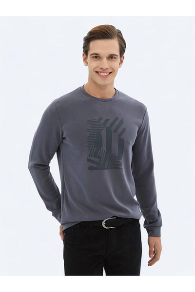 Kip Gray Crew Neck Printed Sweatshirt